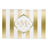 Verticale gouden en witte strepen kussensloop (Achterkant)