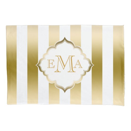 Verticale gouden en witte strepen kussensloop (Voorkant)