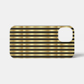 Verticale gouden en zwarte elegante stripes iPhone hoesje (Achterkant horizontaal)