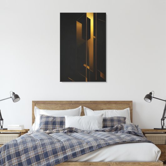 Verticale Gouden Minimalisme Canvas Afdruk (Insitu (Slaapkamer))