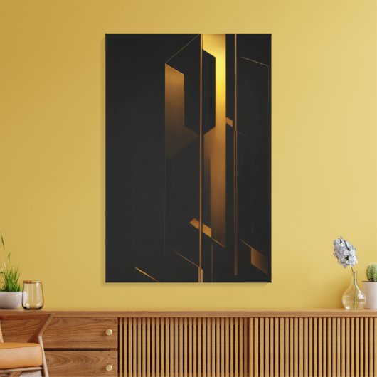 Verticale Gouden Minimalisme Canvas Afdruk (Insitu (Woonkamer))