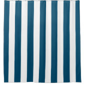 Verticale grafische strepen blauw en witte streep douchegordijn (Voorkant)