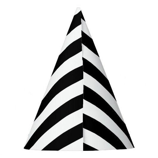 Verticale grafische strepen zwart en wit gestreept feesthoedjes (Achterkant)