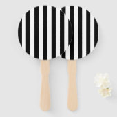 Verticale grafische strepen zwart en wit gestreept handwaaier (Voorkant en achterkant)