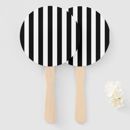 Verticale grafische strepen zwart en wit gestreept handwaaier (Voorkant en achterkant)