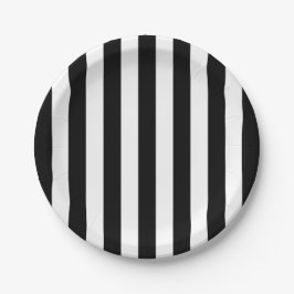 Verticale grafische strepen zwart en wit gestreept papieren bordje