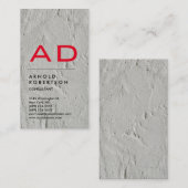 Verticale grijze muur Rood Monogram Visitekaartje (Voorkant / Achterkant)