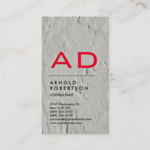 Verticale grijze muur Rood Monogram Visitekaartje