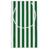Verticale groene en witte strepen klein cadeauzakje (Achterkant)