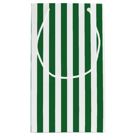 Verticale groene en witte strepen klein cadeauzakje (Achterkant)