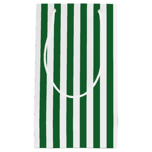 Verticale groene en witte strepen klein cadeauzakje (Voorkant)