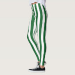 Verticale groene en witte strepen leggings<br><div class="desc">Abstracte digitale kunst van verticale groene en witte strepen</div>