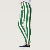 Verticale groene en witte strepen leggings (Links)