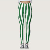 Verticale groene en witte strepen leggings (Voorkant)