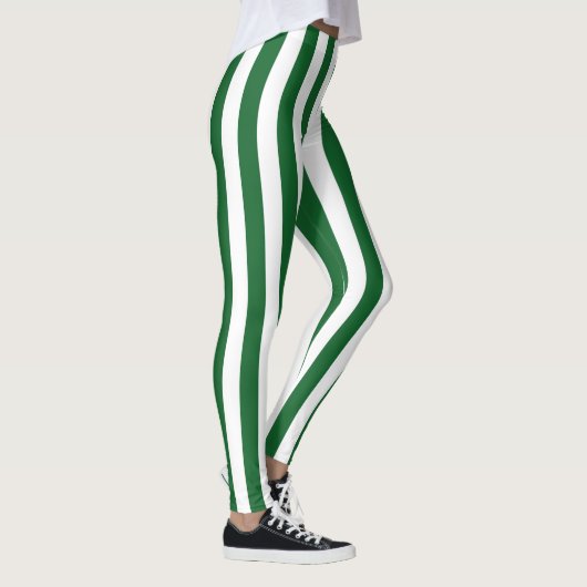 Verticale groene en witte strepen leggings (Rechts)