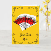 Verticale groetekst van Spaanse Ventilatorhoeken Kaart (Gele Bloem)