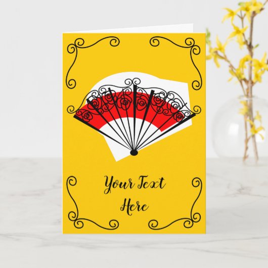 Verticale groetekst van Spaanse Ventilatorhoeken Kaart (Gele Bloem)
