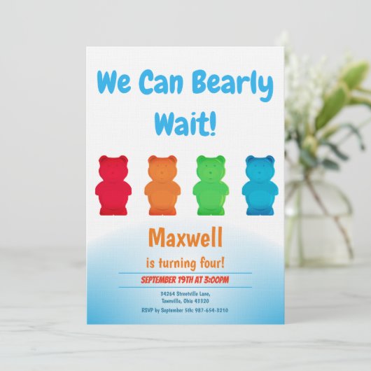 Verticale Gummy Beer Kind's verjaardagsuitnodiging Kaart (Staand voorkant)