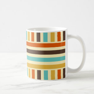 Verticale horizontale strepen Blauw Geel Rood Koffiemok