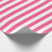 Verticale hotroze en witte strepen cadeaupapier (Hoek)