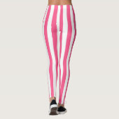 Verticale hotroze en witte strepen leggings (Achterkant)