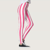 Verticale hotroze en witte strepen leggings (Rechts)
