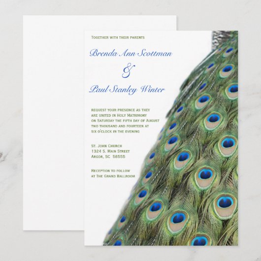 Verticale huwelijksuitnodiging kaart (Voorkant / Achterkant)