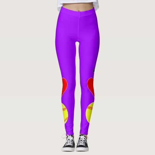Verticale I-liefde/harteloze Softball Aangepaste k Leggings (Voorkant)