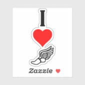 Verticale I Love Track en Field I Heart Running Sticker (Vel)