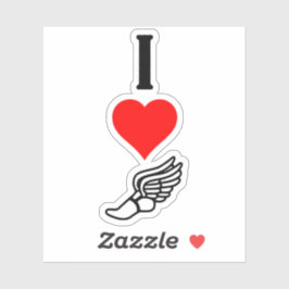 Verticale I Love Track en Field I Heart Running Sticker