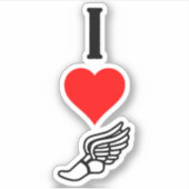 Verticale I Love Track en Field I Heart Running Sticker (Voorkant)
