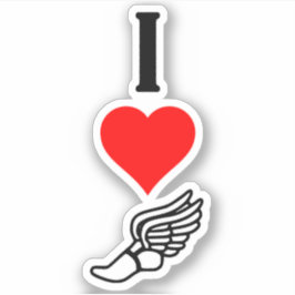 Verticale I Love Track en Field I Heart Running Sticker