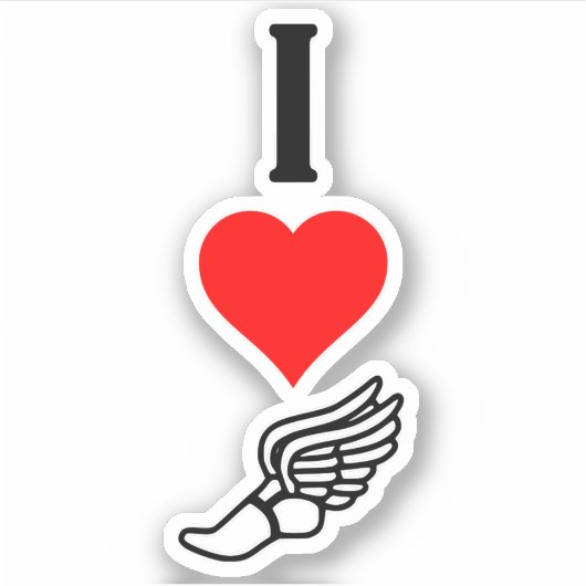 Verticale I Love Track en Field I Heart Running Sticker (Voorkant)
