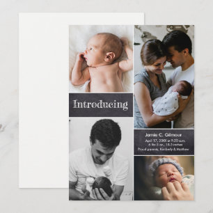 Verticale introductie fotocollage geboorte baby aankondiging