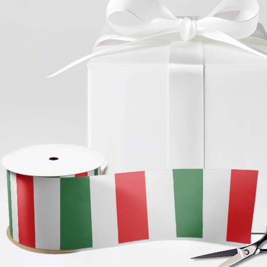 Verticale Italiaanse vlagstrepen op wit Satijnen Lint