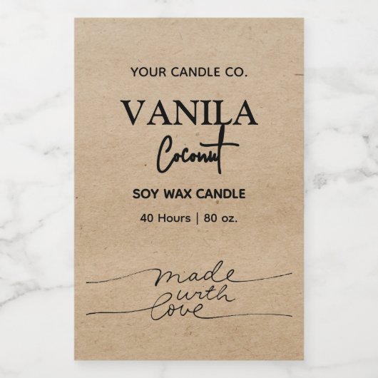 Verticale kaars branding labels voedselcontainer etiket (Enkel label)