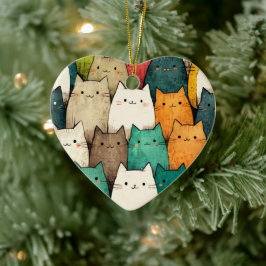 Verticale katten in levendige Cartoon kunst Keramisch Ornament