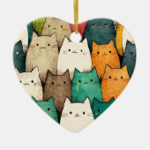 Verticale katten in levendige Cartoon kunst Keramisch Ornament (Voorkant)