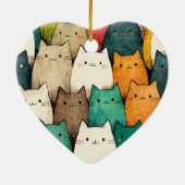 Verticale katten in levendige Cartoon kunst Keramisch Ornament (Achterkant)