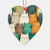 Verticale katten in levendige Cartoon kunst Keramisch Ornament (Links)