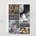 Verticale Kerst Foto collage krijtbord thema Feestdagenkaart<br><div class="desc">Deel de warmte en vreugde van het vakantieseizoen met onze "Yuletide Montage" Vertical Christmas Photo Collage Chalkboard Theme Holiday Kaart. Deze kaart biedt een moderne en creatieve manier om uw mooie familiemogelijkheden te tonen, waardoor het een ideale keuze is om feestelijke groeten te sturen naar vrienden en familie. Ontworpen met...</div>