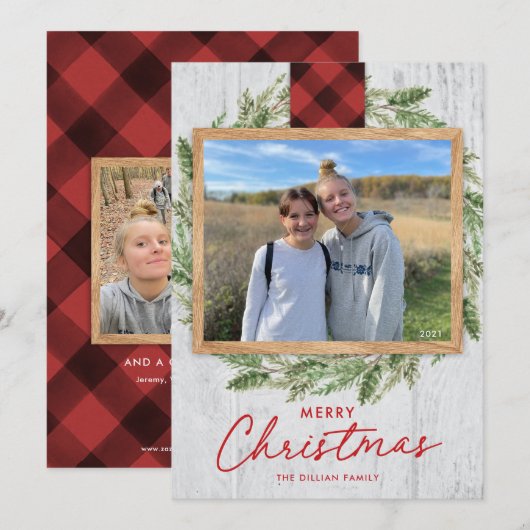 Verticale kerstbekroonde tout kaart (Voorkant / Achterkant)