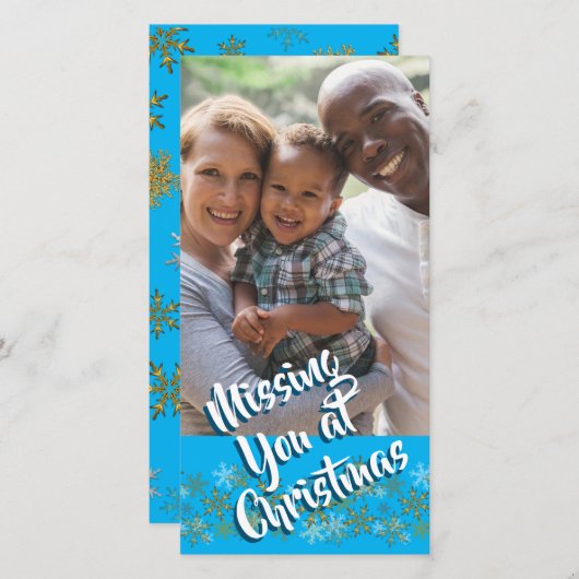 Verticale kerstfotokaart ontbreekt u feestdagenkaart (Voorkant / Achterkant)