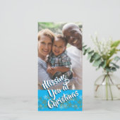 Verticale kerstfotokaart ontbreekt u feestdagenkaart (Staand voorkant)