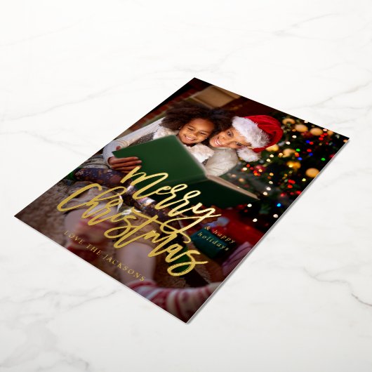 Verticale kerstkalligrafie folie uitnodiging (Gedraaid)