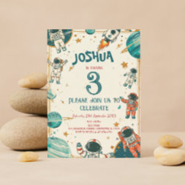 Verticale kleine astronaut verjaardagsfeestje kaart