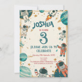 Verticale kleine astronaut verjaardagsfeestje kaart (Voorkant)