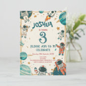 Verticale kleine astronaut verjaardagsfeestje kaart (Staand voorkant)