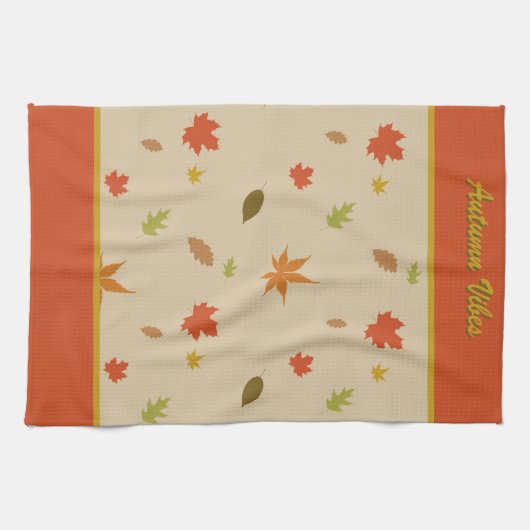 Verticale kleurrijke herfst laat aangepaste tekst theedoek (Horizontaal)