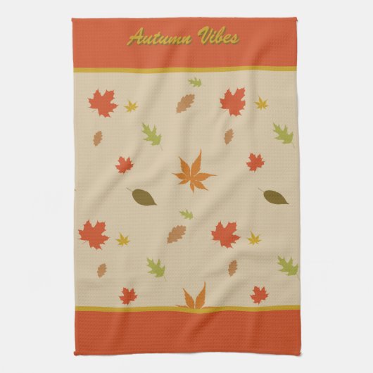 Verticale kleurrijke herfst laat aangepaste tekst theedoek (Verticaal)